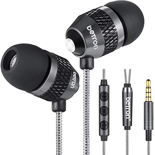 Betron B25 In-Ear Headphones Earphones with Microphone and Volume Controller, Noise Isolating Earbud Tips, 3.5mm Head Phone Jack